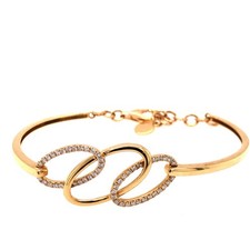 ESTATE .46CT DIAMOND 18KT YELLOW GOLD 3D OVAL LOVE KNOT CUFF BANGLE BRACELET