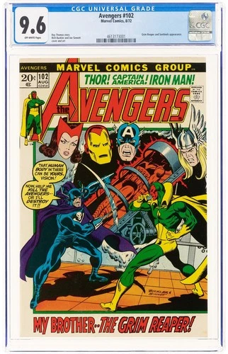The AVENGERS # 102 CGC 9.6 NM+ UNIVERSAL BLUE LABEL - HIGH GRADE - CENTS - 1972