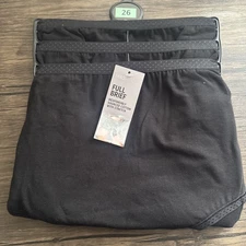 M&S COLLECTION 3 Pack Cotton Rich Full Briefs Black Size 26 BNWT Marks & Spencer
