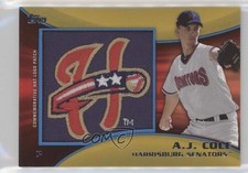 2014 Topps Pro Debut Manufactured Hat Logo Gold 5/5 AJ Cole #MH-AC Patch 0b2