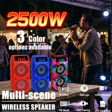 2500W Portable Bluetooth Speaker Dual Sub woofer Heavy Bass Sound System Party