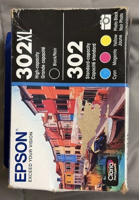 Genuine EPSON 302XL BLACK /302 COLOR INK PB/C/M/Y 5 Pack Brand New 08/2024