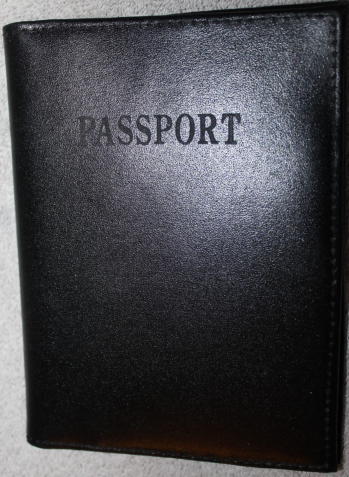 Genuine Leather Black Passport Holder with ID Credit Card Slots-image