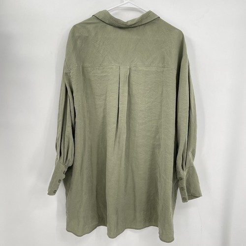 Zara Oversized Olive Green Button Front Long Sleeve Shirt Tunic Relaxed Size M - Picture 6 of 8
