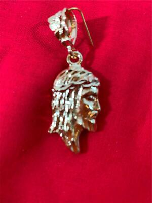 14 KT GOLD PLATED  CHRIST FACE CHARM ALMOST 2 INCHES HIGH-3006A