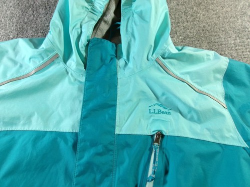 LL Bean Jacket Kids XL 18 Blue Trail Model Rain Jacket Lightweight Lined Hooded - Picture 6 of 15
