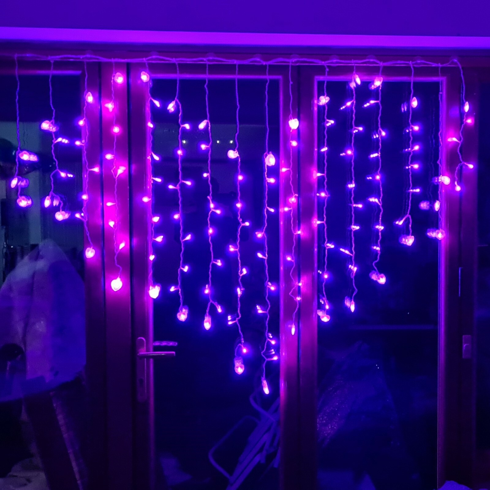 Plug In Heart LED Fairy Curtain String Lights Bedroom Wall Window Xmas