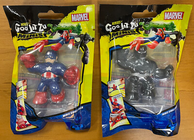 Heroes of Goo Jit Zu Minis Black Panther & Captain America Marvel Figures New