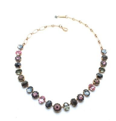 Mariana Necklace Serengeti Africa Coll. Snowflake Obsidian & Rose,Silver Crystal