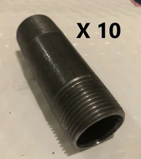 1/2"X5”Nipple Black Malleable Iron Pipe Fitting Threaded Plumbing. Lot Of 10