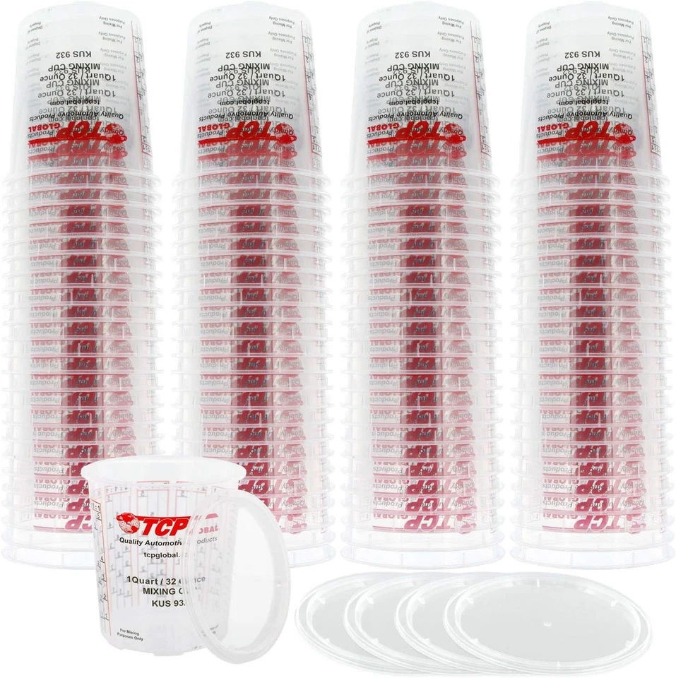 Custom Shop/Tcp Global Full Case of 100 Quart (32Oz) Paint Mixing Cups with 50 L - Image 4 of 4