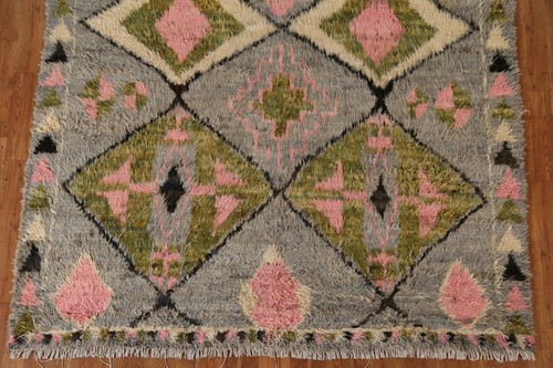 Gray Nomadic Geometric Moroccan Area Rug 7x9 Hand-knotted Wool - Picture 6 of 12