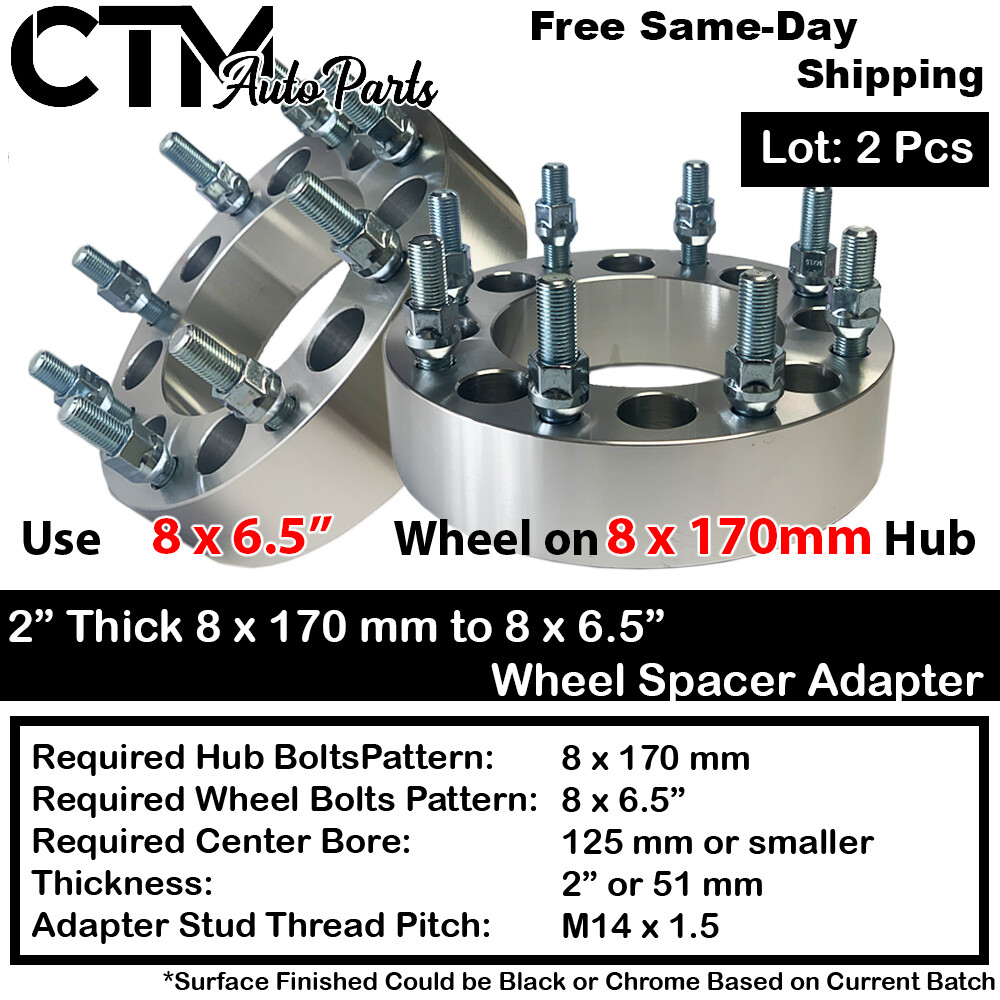 2x 2" Thick 8x170 to 8x6.5" Wheel Adapter Spacer Put 8x6.5" Wheel on