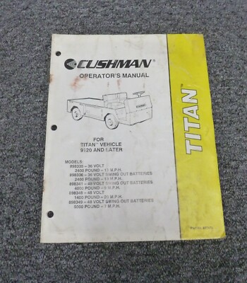 Cushman 898348 898349 Titan Flatbed Utility Cart Owner Operator Manual ...