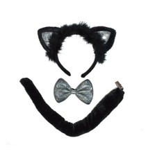 Halloween Female Black Cat Accessory Kit for Children 3 Pieces new