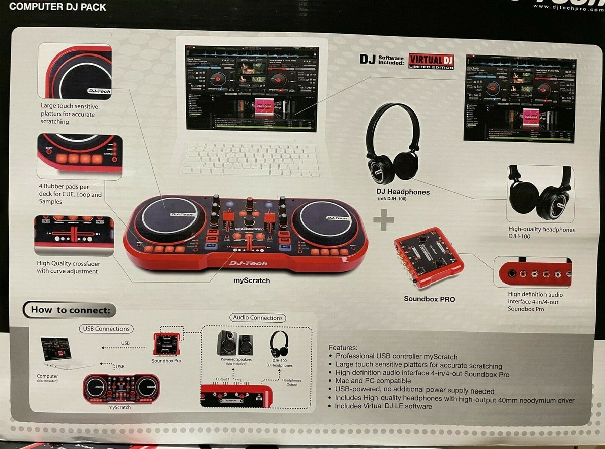 DJ-Tech - MyScratchPack - USB DJ MIDI Controller w/ Headphones