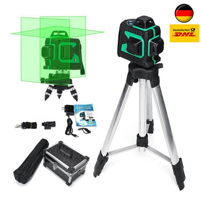 12 Lines 3D 360 Rotary Green Laser Level Self Leveling Cross Measure Tool Set