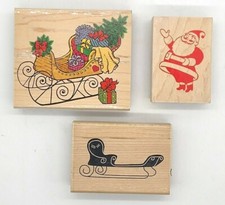 Penny Black - Wood Block Rubber Stamps - Santa - Christmas - Santa's Sleigh