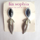 Art Deco Dark Blue Gray Lia Sophia Fashion Earrings Drop Dangle