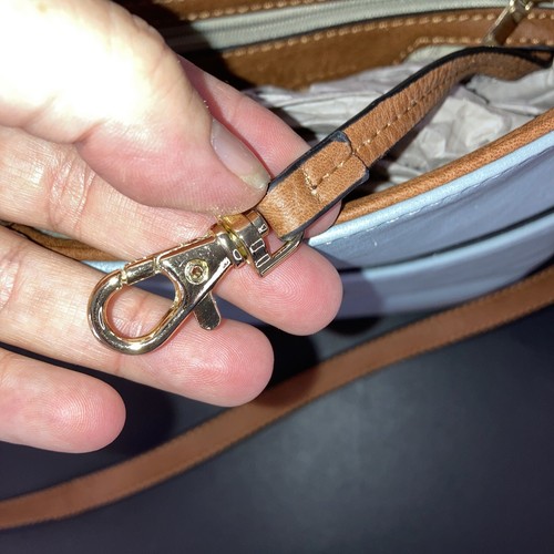 Simply Noelle Vegan Leather Crossbody Purse Blue Tan Trim Adj Strap New W/ Tags - Picture 11 of 12