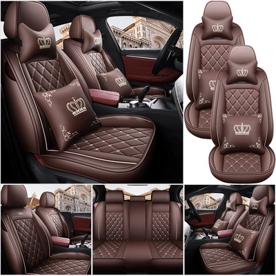 Luxury PU Leather Car Seat Cover Universal 5 Seats Front Rear Cushion Protectors