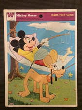 Vintage Whitman Mickey Mouse Pluto Disney Frame-Tray Puzzles 1979