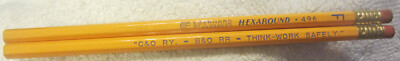 2 lot,Eberhard Faber Wood Pencil F Hexaround 496 Ohio Railroad B&O C&O VTG train