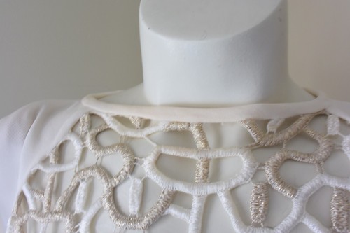 Vintage Mesh Whimsigoth Top XL Open Cream & Gold Swing Oversized Metallic Glam - Picture 15 of 16