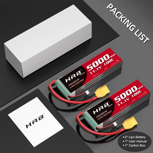 2Stück 11,1V 3S 5000mAh XT90 Lipo Akku für RC Hubschrauber Drohne Auto LKW FPV - Bild 7 von 7
