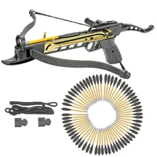 KingsArchery Crossbow Self Cocking Pistol 80 LBS 63 Aluminum Arrow String Pack