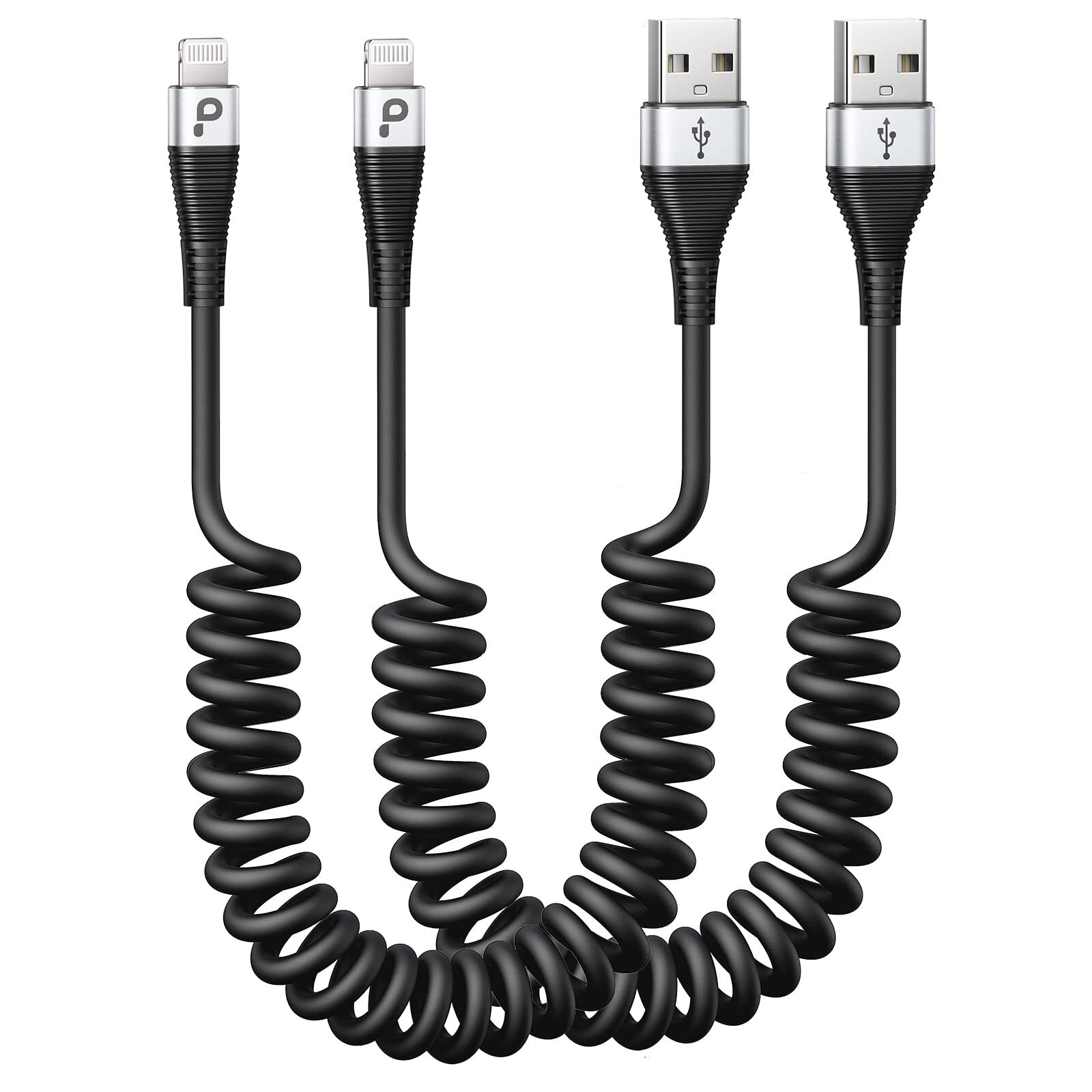 Coiled Lightning Cable 3ft, 2 Pack Charger Cable for Car, [MFi Certified] Sho...-image