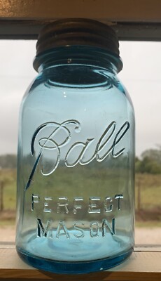 Vintage Blue BALL PERFECT MASON #3 Very Rare! Antique | eBay