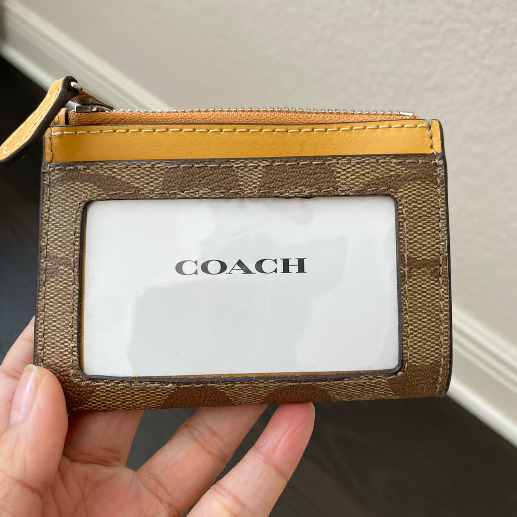 Coach Mini Skinny ID Case Signature Canvas 88208 - Khaki Honeycomb