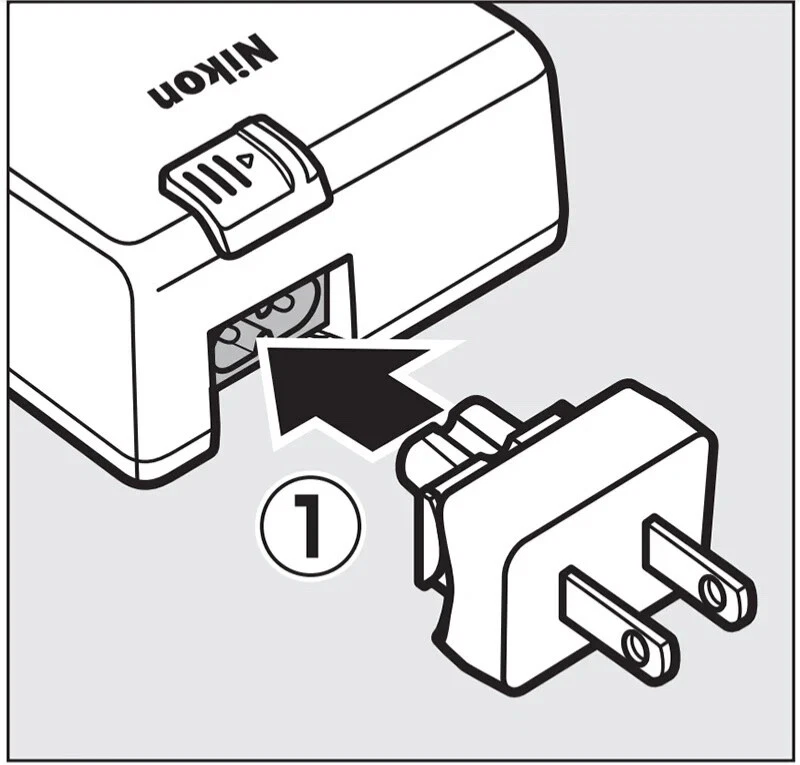 Enchufe de CA plegable Nikon para cargador de batería MH-25 MH-25A D810 D850 D750 V1 D600 Foto 4 de 4