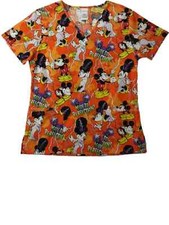 Disney Womens Minnie  Mickey Mouse Medical Smock Nurse Scrubs Shirt Top