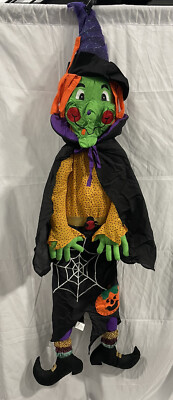 Extra Large 63'' Stuffed Fabric Green Witch Spider Belt Halloween Porch Decor