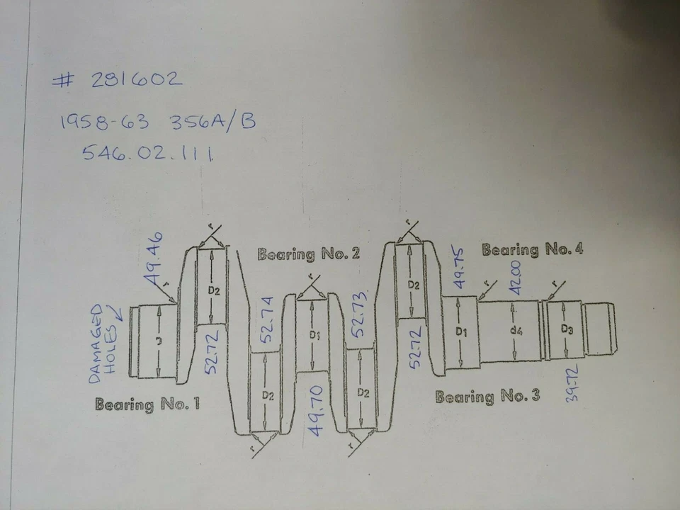 USED ORIGINAL GENUINE PORSCHE 356A 356B CRANKSHAFT 1958-63 NLA 281602 - Изображение 2 из 4