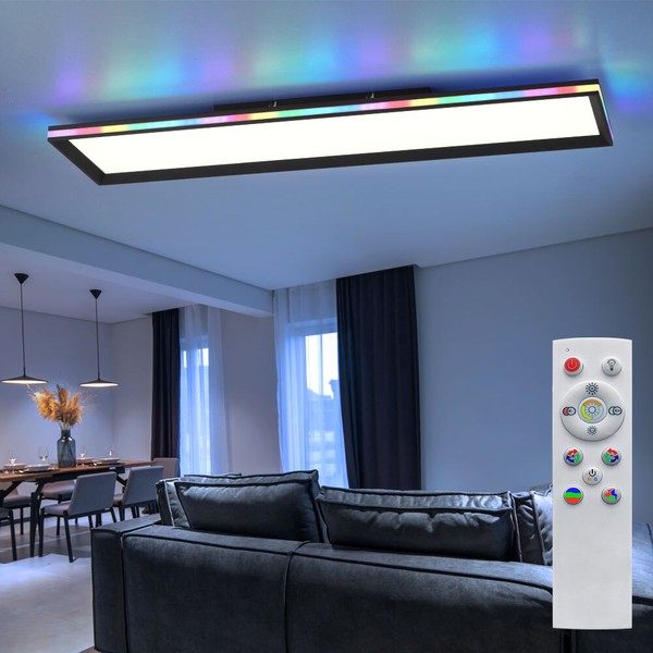 Deckenlampe Deckenleuchte Wohnzimmerlampe Dimmbar Fernbedienung Rgb Led L 100 Cm-image