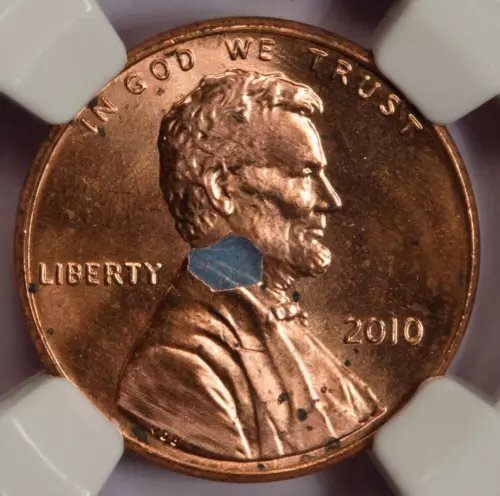 2010 NGC MS66RD Retained Struck Thru Union Shield Cent Mint Error Uniquely Rare