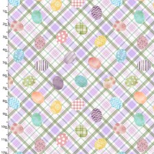 Bunny Kisses Easter Wishes Easter Eggcgcelence Purple Cotton Fabric