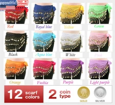 Fashion 3 Rows Gold / Silver Coins Belt Belly Dance Costume Hip Scarf Skirt Wrap