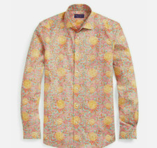 Ralph Lauren Purple Label Paisley Print Button Down Orange Sport Dress Shirt New