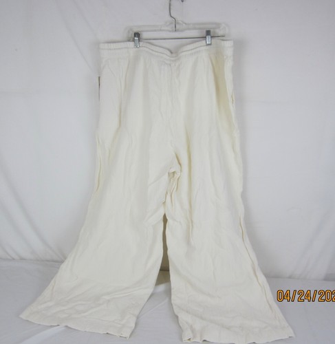 Women's A New Day Wide Leg High Rise Drawstring Pants Cream 2X - Picture 6 of 14