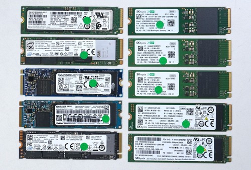 Lot of 10 Misc. M.2 PCI-E 256 GB NVMe 2280 Solid State Drives