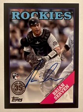 2023 Topps Series 1 Brian Serven 1988 On Card Auto BLACK /199 RC Rockies
