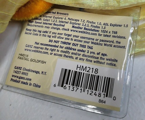 Webkinz Plush Animal Fantail Goldfish with TAG - Picture 6 of 9