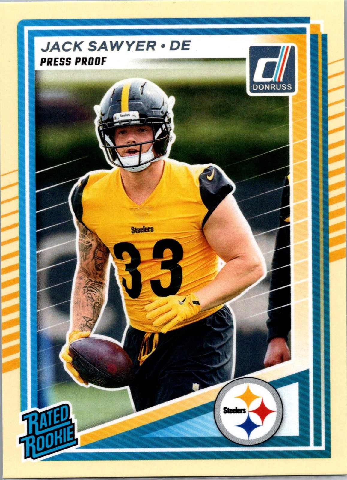 2025 Donruss Jack Sawyer RATED ROOKIE #390 Press Proof YELLOW Steelers RC