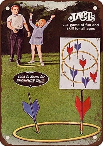 Vintage 1969 Jarts Lawn Darts Game Look Reproduction Metal Tin Sign Nostalgic...