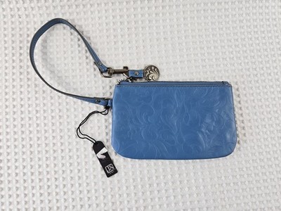 Enesco Jim Shore JS Collection Slate Blue Leather Wristlet NWT Zipper Clutch