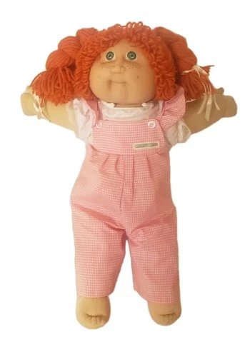 Vintage Cabbage Patch Doll Jesmar Spain  HM #2 Red Hair Green Eyes Pink Overalls